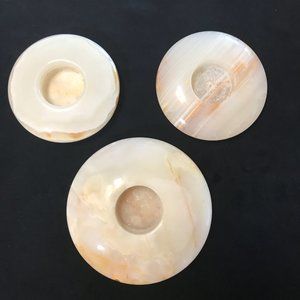 Onyx Tea Lite Disc Candle Holders X3